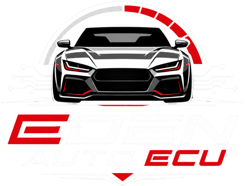 White EDEN ECU logo with transparent background